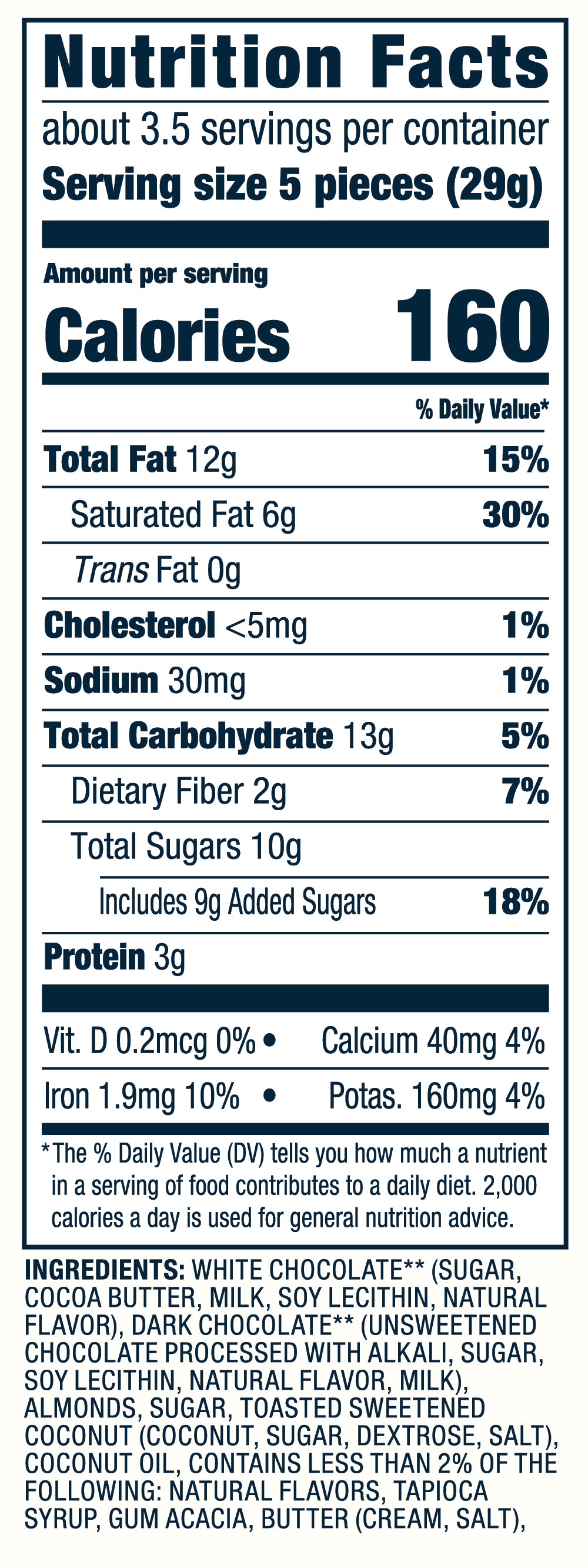 Dark Chocolate & Coconut Almonds Nutrition Facts