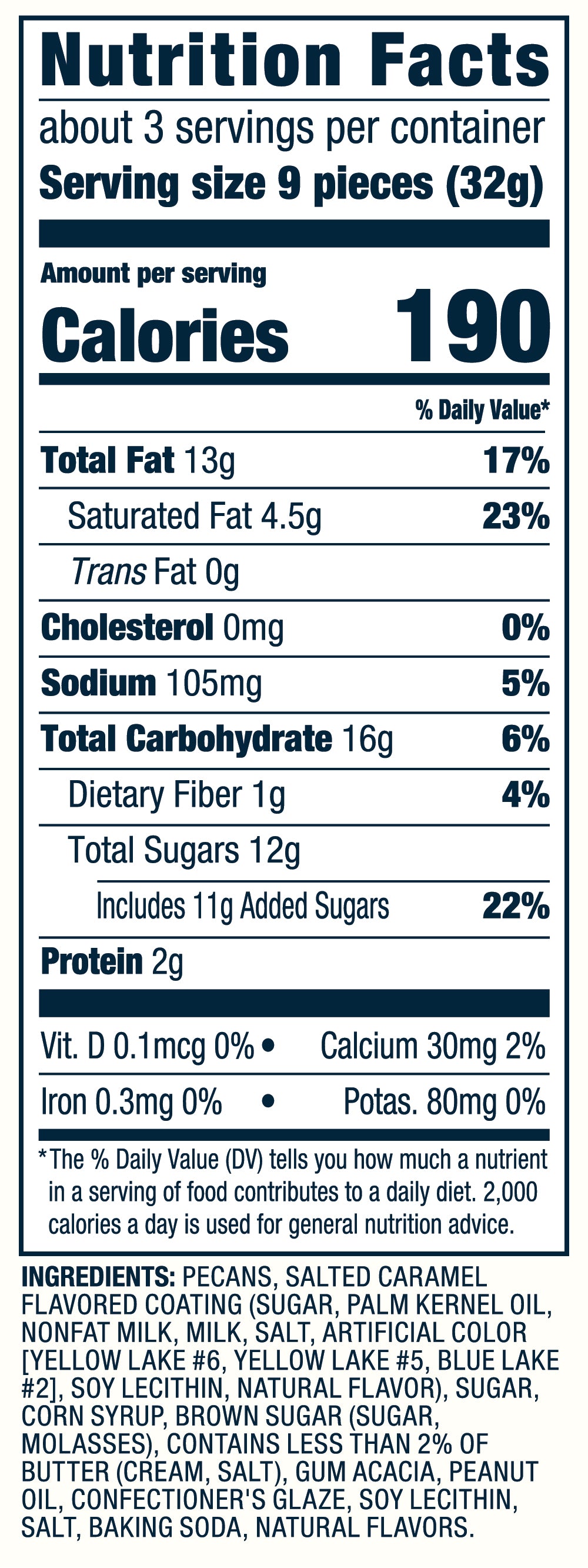 Toffee Glazed Pecans Nutrition Facts